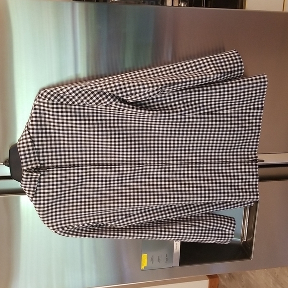 💕TIBI💕 Cut Ups Gingham Suiting Mens Blazer with Back Zip Black & White Print 4 - Picture 14 of 16